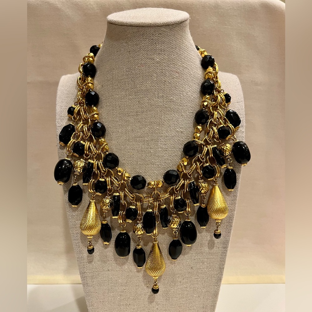 Vintage Signature Barrera Black and Gold Princess Necklace - Picture 2 of 16